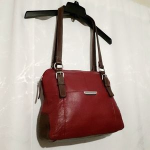 NWOT Stone Mountain Red / Brown Colorblock Leather Northport Dome Satchel